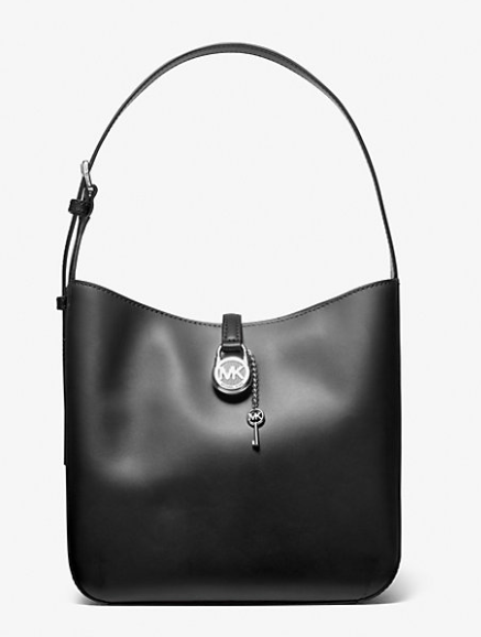 Lyra Small Leather Shoulder Bag - Black